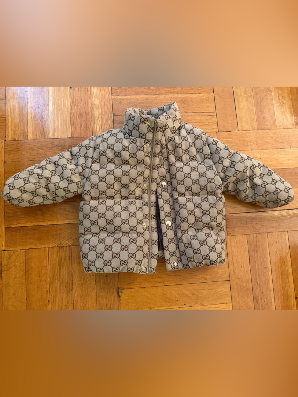 Gucci Beige & Brown GG Monogram Quilted Kids Puffer Jacket